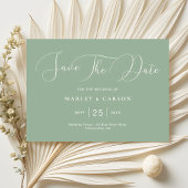 Moderne Minimalistisch Sage Green Script Hochzeit Save The Date