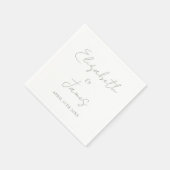 Moderne Minimalistisch Sage Green Script Hochzeit Serviette (Ecke)