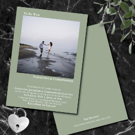 Moderne Minimalistisch Sage Green Simple Foto Hoch Einladung
