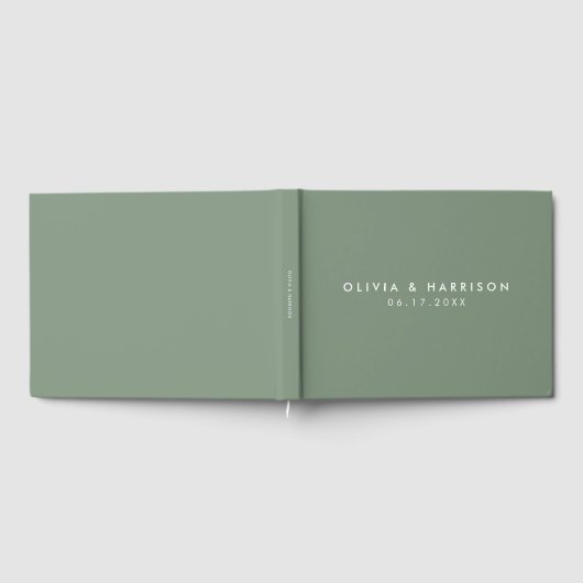 Moderne Minimalistisch Sage Green Simple Wedding Gästebuch (Voll)