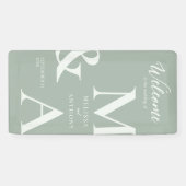 Moderne Minimalistisch Sage Green Wedding Banner (Horizontal)