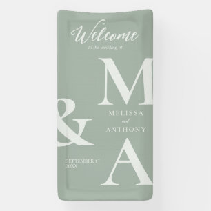 Moderne Minimalistisch Sage Green Wedding Banner