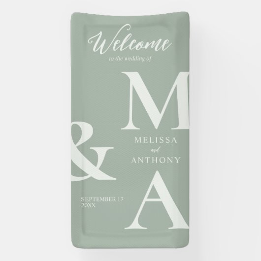 Moderne Minimalistisch Sage Green Wedding Banner (Vertikal)
