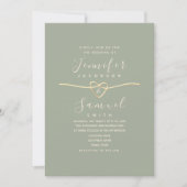 Moderne Minimalistisch Sage Green Wedding Einladun Einladung (Vorderseite)