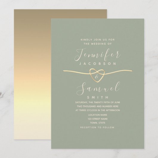 Moderne Minimalistisch Sage Green Wedding Einladun Einladung (Vorne/Hinten)