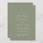 Moderne Minimalistisch Sage Green Wedding Einladun Einladung (Vorne/Hinten)
