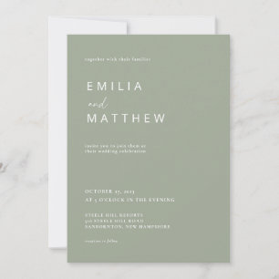 Moderne Minimalistisch Sage Green Wedding Einladun Einladung