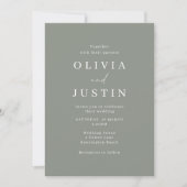 Moderne Minimalistisch Sage Green Wedding Einladung (Vorderseite)