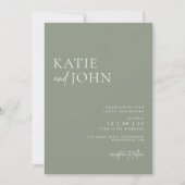 Moderne Minimalistisch Sage Green Wedding Einladung (Vorderseite)