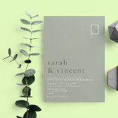 Moderne Minimalistisch Sage Green Wedding Einladung