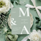 Moderne Minimalistisch Sage Green Wedding Einladung
