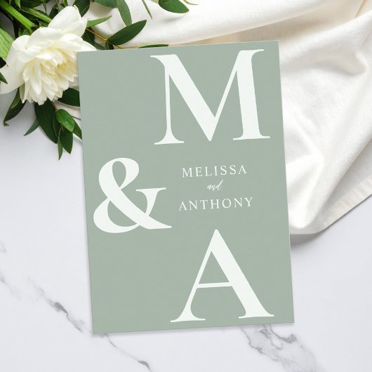 Moderne Minimalistisch Sage Green Wedding Einladung