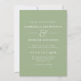 Moderne Minimalistisch Sage Green Wedding Einladung
