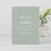 Moderne Minimalistisch Sage Green Wedding Einladung (Stehend Vorderseite)
