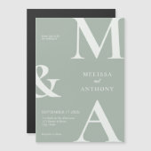 Moderne Minimalistisch Sage Green Wedding Magneteinladung (Vorne/Hinten)