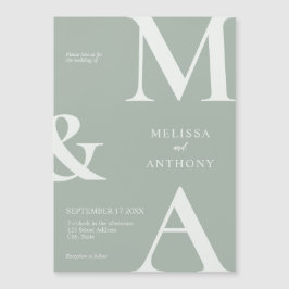 Moderne Minimalistisch Sage Green Wedding Magneteinladung