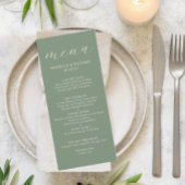 Moderne Minimalistisch Sage Green Wedding Menükarte