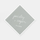 Moderne Minimalistisch Sage Green Wedding Napkins Serviette (Ecke)