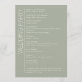 Moderne Minimalistisch Sage Green Wedding Programm (Rückseite)