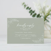 Moderne Minimalistisch Sage Green Wedding RSVP Car Einladung (Stehend Vorderseite)