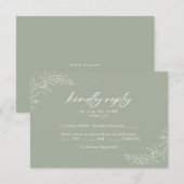 Moderne Minimalistisch Sage Green Wedding RSVP Car Einladung (Vorne/Hinten)