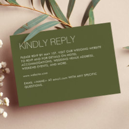 Moderne Minimalistisch Sage Green Wedding RSVP Karte