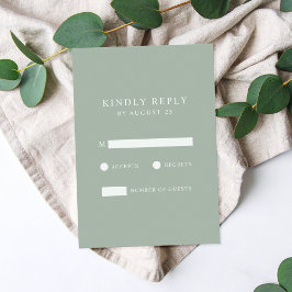 Moderne Minimalistisch Sage Green Wedding RSVP Karte