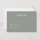 Moderne Minimalistisch Sage Green Wedding RSVP Karte (Vorderseite)
