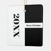 Moderne Minimalistisch Schwarz und Weiß frohe Weih Keramikornament (Links)