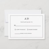 Moderne Minimalistisch-Schwarz-Weiß-Monogramm-Hoch RSVP Karte (Vorderseite)