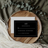 Moderne Minimalistisch-Schwarz-Weiß-Monogramm-Hoch RSVP Karte