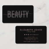 Moderne Minimalistisch Signatur Schwarz und Rose G Visitenkarte (Vorne/Hinten)