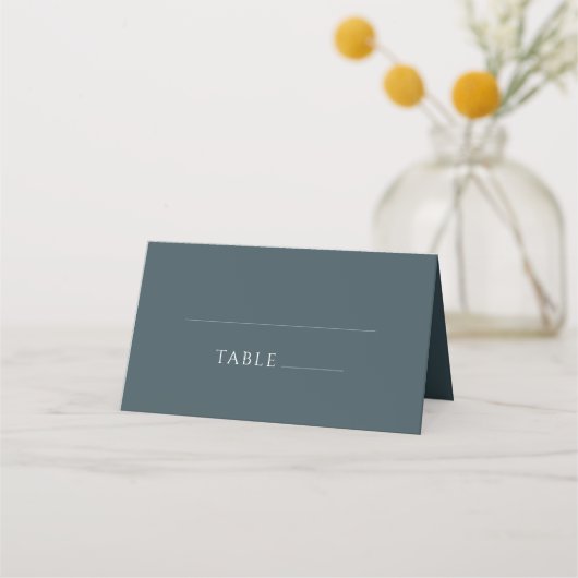 Moderne Minimalistisch Slate Blue Wedding Platzkar Platzkarte (Vorderseite)