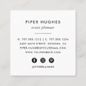 Moderne Minimalistisch Square Business Cards | Aqu Quadratische Visitenkarte (Rückseite)
