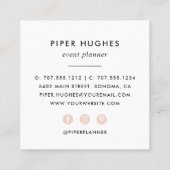 Moderne Minimalistisch Square Business Cards | Blü Quadratische Visitenkarte (Rückseite)