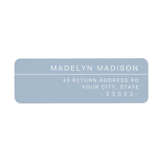 Moderne minimalistisch staubblaue Rücksendeadresse (Vorne)