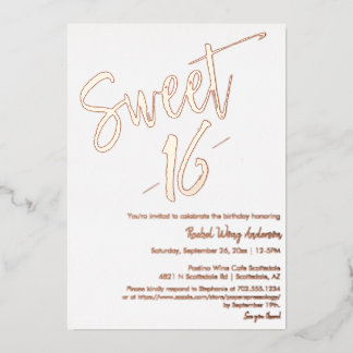 Moderne Minimalistisch Sweet 16. Geburtstag Rose G Folieneinladung