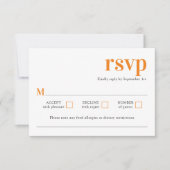 Moderne, Minimalistisch trendy Orange Wedding RSVP Karte (Vorderseite)