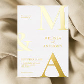 Moderne Minimalistisch-White-Monogram-Hochzeit Folieneinladung