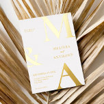 Moderne Minimalistisch-White-Monogram-Hochzeit Folieneinladung<br><div class="desc">Moderne Minimalistische White Foil Hochzeit Einladung. Enthält fett formatierte Monogramm-Typografie und minimales grafisches Design. Personalisieren Sie Text mit allen Details Ihres besonderen Tages.</div>