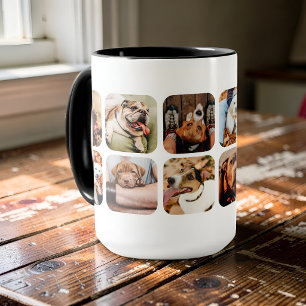 Moderne Minimalistische 12-Foto-App-Gitter-Collage Tasse