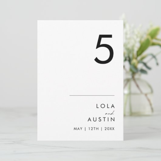 Moderne Minimalistische 12x18 Tischnummer (Stehend Vorderseite)