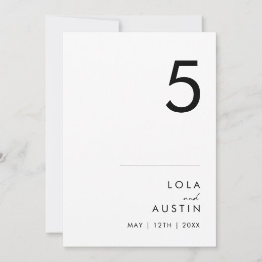 Moderne Minimalistische 12x18 Tischnummer (Rückseite)