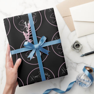 Moderne Minimalistische 16. Schwarze Pink Weiße Ge Geschenkpapier