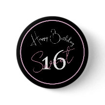 Moderne Minimalistische 16. Schwarze Pinke Geburts
