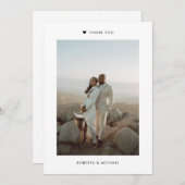 Moderne Minimalistische 1 Foto Hochzeit Dankeschön Dankeskarte (Vorne/Hinten)