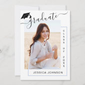 Moderne Minimalistische 2-FOTO-Graduierungspartei Einladung (Vorderseite)