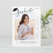 Moderne Minimalistische 2-FOTO-Graduierungspartei Einladung (Stehend Vorderseite)