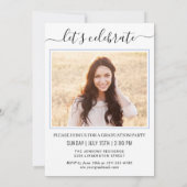 Moderne Minimalistische 2-FOTO-Graduierungspartei Einladung (Rückseite)