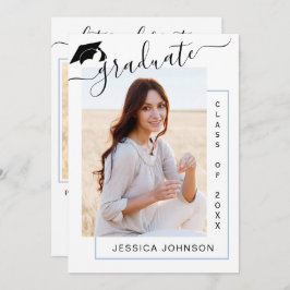 Moderne Minimalistische 2-FOTO-Graduierungspartei Einladung